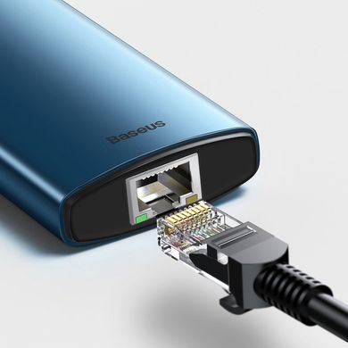 USB Type-C Хаб 6 in 1 Baseus Metal Gleam Series USB-C to 3x USB 3.0 + HDMI + PD + RJ45 Blue