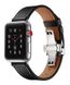 Leather Loop with butterfly clasp for Apple Watch 45/44/42 mm Black
