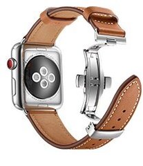 Кожаный ремешок с застежкой-бабочкой для Apple Watch 41/40/38 mm Brown