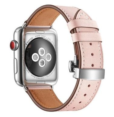 Кожаный ремешок с застежкой-бабочкой для Apple Watch 41/40/38 mm Pink