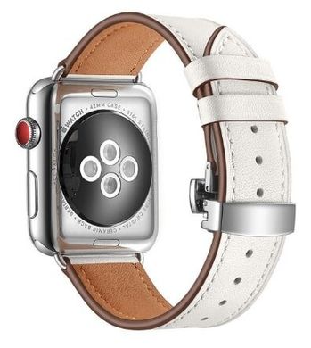 Leather Loop with butterfly clasp for Apple Watch 41/40/38 mm White